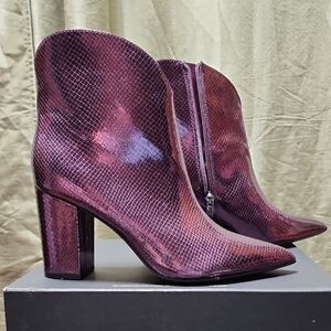 Nine West Women's Textured Purple Heeled Boots